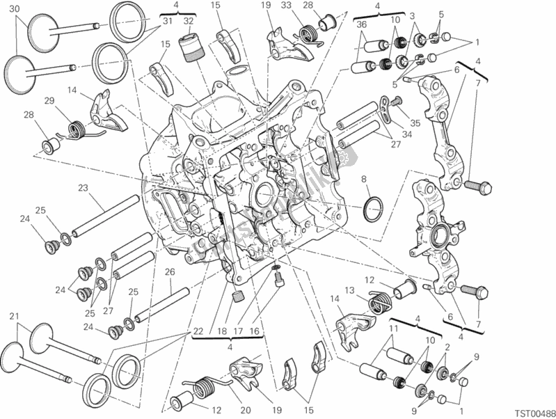 Todas as partes de Cabeça De Cilindro Horizontal do Ducati Superbike 1199 Panigale ABS USA 2012